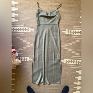 BHLDN Sage Green Satin Slip Dress